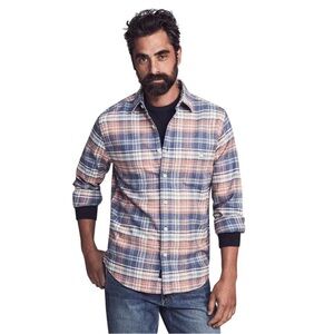 Faherty Men's Plaid Casual Button Down Shirt - Blue and Red
